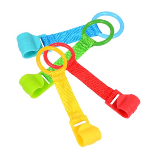 UKCOCO 4Stücke Teiliges Pull Up Ring Kinderhängeringe für Babybetten und Laufställe Ergonomisch Gestaltete Stützringe und Fördert Motorische Fähigkeiten von UKCOCO