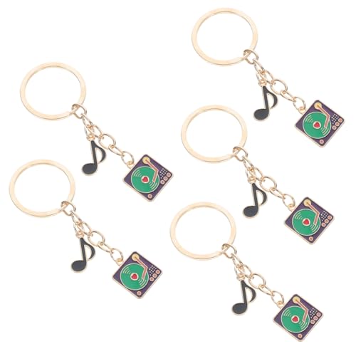 UKCOCO 5 Stück Grammophon Schlüsselanhänger Musikgeschenke Schlüsselanhänger Für Frauen Zubehör Schallplatten Schlüsselanhänger Großpackung Süßer Ring Retro Musik Ornamente von UKCOCO