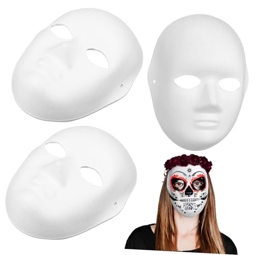 UKCOCO 5 Stück Teiliges DIY Weiße Papiermasken Resin Material Leichte Langlebige Masquerade Cosplay Masken für Halloween Party und Karneval Blanko zum Individuellen Gestalten von UKCOCO