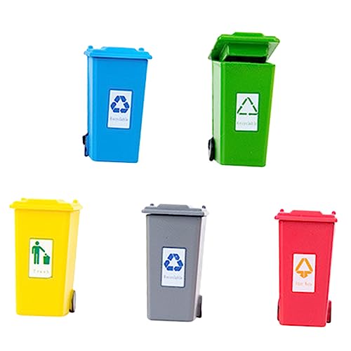 UKCOCO 5 Stück Teiliges Mini Mülltonnen Modell Realistische Landschaftsdekoration Robustes Material Vielseitiges Zubehör für Puppenhaus und Sandtisch Gestaltung Zufällige Farben und von UKCOCO