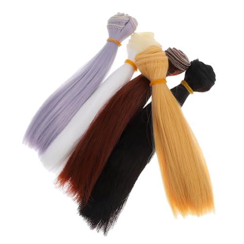 UKCOCO 5 Stück Teiliges Synthetische Puppenperücken Gerade Haare DIY Puppenhaar Bastelzubehör Für Kreative Frisuren Puppenhaarverlängerungen Für Puppenherstellung und Styling von UKCOCO