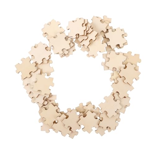 UKCOCO 50 Stück Holzpuzzle Blanko Puzzle Teile aus Holz zum Selbstgestalten DIY Puzzle Basteln für Erwachsene Pädagogisch Vielseitig für Kreative Deko und Geschenkideen von UKCOCO