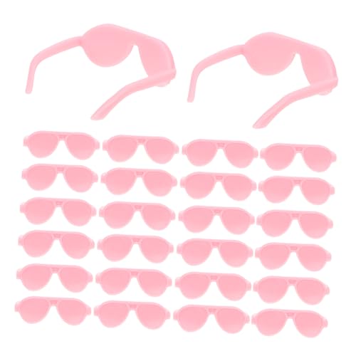 UKCOCO 50 Stück Mini Puppen Sonnenbrillen aus Kunststoff Niedliche DIY Bastelbrille für Puppenhaus Dekoration Leichte und Lustige Miniatur Brillenaccessoires Hellrosa von UKCOCO