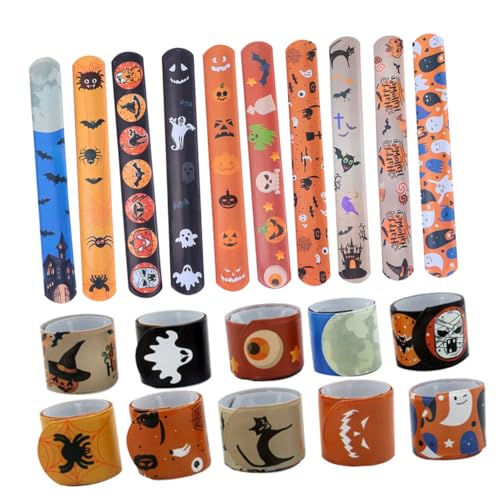 UKCOCO 50Stücke Halloween Slap Armbänder für Zufallsmuster Party für Halloween Karneval und Geburtstagsfeiern Leicht für Jede von UKCOCO