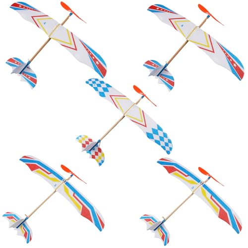 UKCOCO 5Stücke DIY Gummiband Flugzeuge Segelflugzeug Spielzeuge für für Geburtstage und Feiertage Sicher für Indoor und Outdoor Spaß von UKCOCO