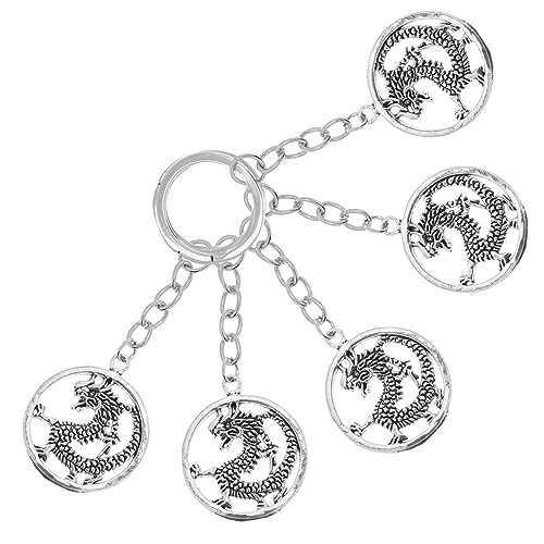 UKCOCO 5Stücke Drachen Schlüsselanhänger Robustes Legierungsmaterial Vielseitig Taschenornament Glücksbringer für Autoschlüssel und Geldbörsen Dekoration von UKCOCO