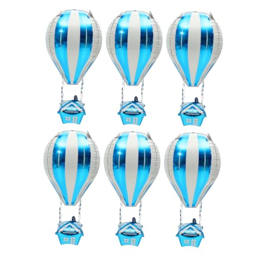 UKCOCO 6 Stück Heißluftballon Dekoration Helium Dekoballon Aluminium Heißluftballon Heißluftballon Klassenzimmer Dekoration Kinderparty Ballons Aluminiumfolie Himmelblau von UKCOCO