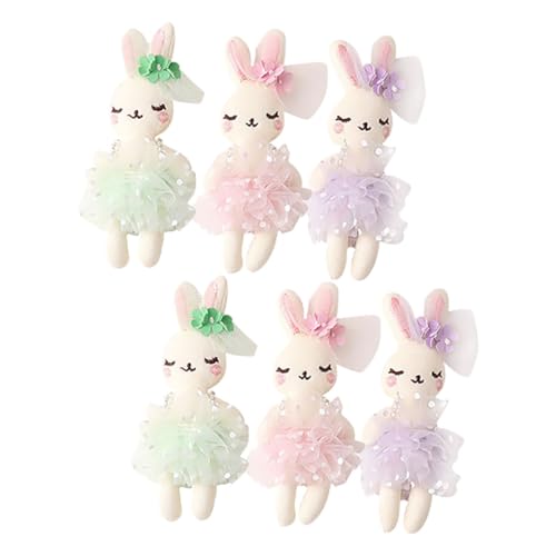 UKCOCO 6 Stück Kaninchenpuppe Entzückendes Kaninchenspielzeug Süßer Stoffhase Miniatur Kuscheltiere Kaninchen Miniatur Süße Kuscheltiere Kleidung Kaninchen Winzige von UKCOCO