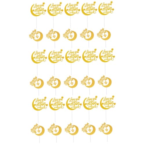 UKCOCO 60 Stk Kuchen Verzieren Gold Dessertkarten Für Kinder Mondförmig Topper Für Kuchenpicks Kuchen Topper Kuchendekorationen Tortendeko Einschulung Liebhaber Fahrrad Flagge von UKCOCO
