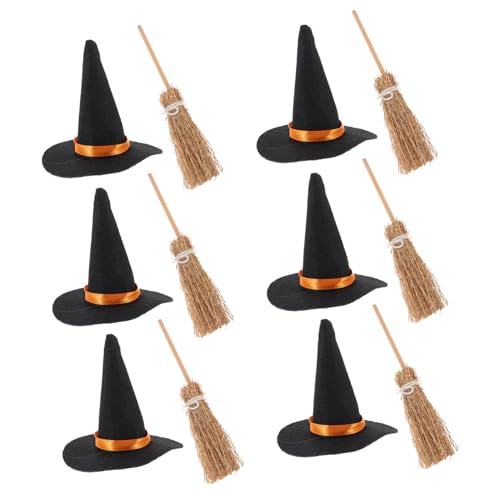 UKCOCO 6Satz Mini Hexenbesen und Hüte für Halloween Teiliges Bastelset mit Kleinen Hexenhüten und Besen für Kreative Dekoration und Partys UKCOCO 6Satz Mini Hexenbesen und Hüte für Halloween Teiliges Bastelset mit Kleinen Hexenhüten und Besen für Kreative Dekoration und Partys von UKCOCO
