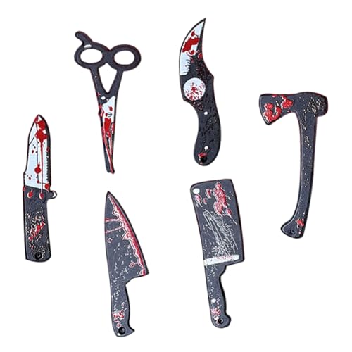 UKCOCO 6Stücke Halloween Requisiten Mikrolandschaft Dekoration für DIY Projekte Blutige Cutter Scheren für Halloween Partys Kreative Szenenlayout Deko von UKCOCO