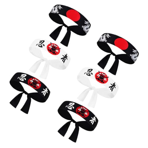 UKCOCO 6Stücke Japanisches Stirnband Authentisches Karate Stirnband mit Druck für Cosplay und Küchenzubehör Atmungsaktiv und Vielseitig Einsetzbar für Sport von UKCOCO