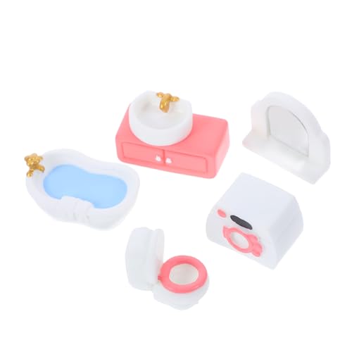 UKCOCO 6Stücke Teiliges Puppenhaus Badezimmerzubehör mit Badewanne Waschbecken Toilette Waschmaschine Spiegel und Schrank für Kreative DIY Dekoration im Miniaturformat UKCOCO 6Stücke Teiliges Puppenhaus Badezimmerzubehör mit Badewanne Waschbecken Toilette Waschmaschine Spiegel und Schrank für Kreative DIY Dekoration im Miniaturformat von UKCOCO