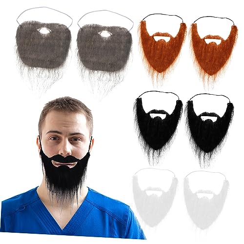 UKCOCO 8 Stück Teiliges Halloween Kostüm mit Falschem Schnurrbart und Elastisch Langlebig Leichtes Polyester Realistische Weihnachtsbärte in Braun für Fasching und Karneval von UKCOCO