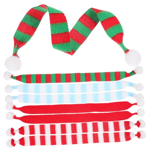 UKCOCO 8 Stück Teiliges Mini Weihnachtsschal aus Polyester Weiche Handgefertigte DIY Dekoration für Puppen und Weinflaschen Kompakt Vielseitig Einsetzbar als Weihnachtsbastelzubehör von UKCOCO
