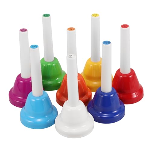 UKCOCO 8Stücke Teiliges Handglocken Set aus Robustem Material Musikalisches für Kleinkinder Montessori Glocken Rhythmus und Koordination für Familie und Schule von UKCOCO