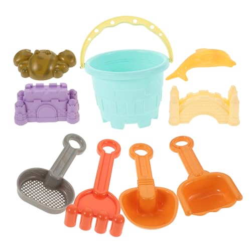 UKCOCO 9 Stück Teiliges Sandspielzeug mit Eimer Schaufel Rechen Sandförmchen und Spielzeugfahrzeug für Fördert Kreativität Feinmotorik und Soziales Am Strand oder Sandkasten von UKCOCO