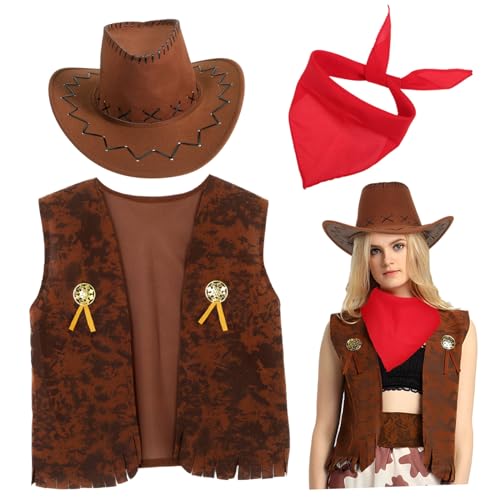UKCOCO Cowboy Kostüm Set für Herren Teiliges Outfit mit Weste Hut und Bandana für Halloween und Karneval Bequem und Atmungsaktiv Einzigartiges Design für Unvergessliche Auftritte UKCOCO Cowboy Kostüm Set für Herren Teiliges Outfit mit Weste Hut und Bandana für Halloween und Karneval Bequem und Atmungsaktiv Einzigartiges Design für Unvergessliche Auftritte von UKCOCO
