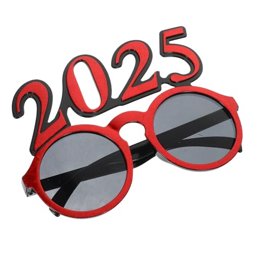 UKCOCO Digitale Brille aus runder Rahmen Party-Brillengestell Partyzubehör für Silvester 2025 Partybrillen für das neue Jahr Silvester-Party-Brille Party dekorative Brillen Stk rot von UKCOCO