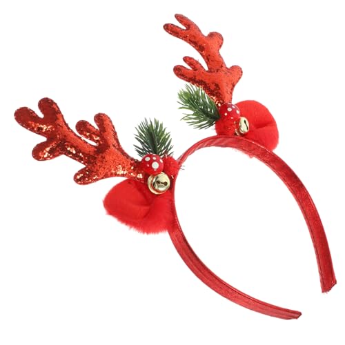 UKCOCO Glitzerndes Rentier Geweih Stirnband mit Glocken Weihnachts Kopfschmuck für Teen Mädchen Festliche Party Haarreif Weihnachtsfeier Zubehör von UKCOCO