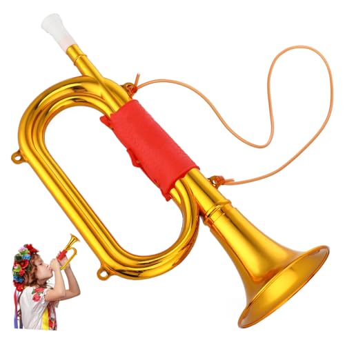 UKCOCO Goldene Kindertrompete Bugle für Bühnenauftritte Musikinstrument für Kleinkinder Montessori Geeignet Vielseitiges Lernspielzeug mit Authentischem Design und Traditioneller Form von UKCOCO