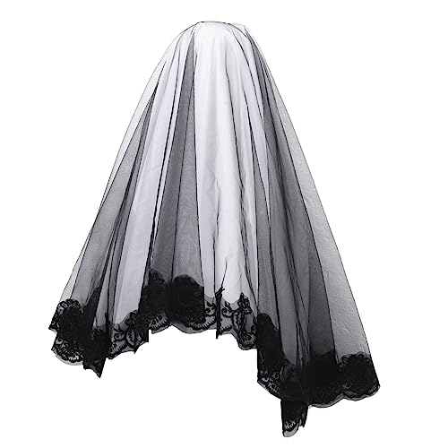 UKCOCO Halloween Brautschleier Spitze Schwarzer Gothic Schleier für Kostümparty Cosplay Hochzeiten für Halloween Mottopartys UKCOCO Halloween Brautschleier Spitze Schwarzer Gothic Schleier für Kostümparty Cosplay Hochzeiten für Halloween Mottopartys von UKCOCO