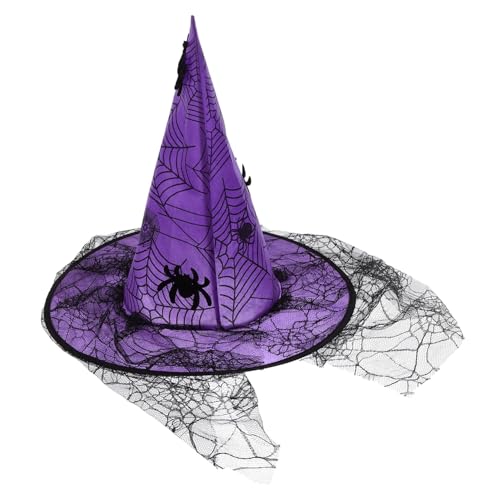 UKCOCO Halloween Cosplay Hexenhut mit Spinnen Eleganter Damenhut für Kostümparty Foto Requisite und Festliche Anlässe Langlebiges und Einzigartiges Design Rüschen UKCOCO Halloween Cosplay Hexenhut mit Spinnen Eleganter Damenhut für Kostümparty Foto Requisite und Festliche Anlässe Langlebiges und Einzigartiges Design Rüschen von UKCOCO