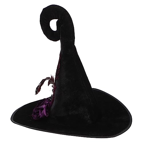 UKCOCO Halloween Damen Hexenhut mit Gebogenem Leichter Cosplay Hut für Karneval Party und Halloween Feiern Vielseitig als Fotorequisite und Komfortabel Klassisches Zufällige Farbe von UKCOCO