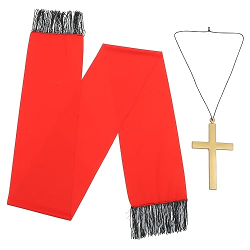 UKCOCO Halloween Priester Kostüm mit Kreuzanhänger und Schwarzem Halstuch Festliches Cosplay Zubehör für Erwachsene für Party und Karneval Vielseitig Kombinierbar und Dekorativ von UKCOCO