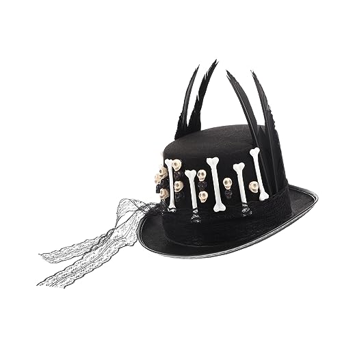 UKCOCO Halloween Punk Hut Vintage Jazz Skull Hat mit Federn Spitze für Cosplay Karneval Dekorative Kopfbedeckung für Halloween Partys UKCOCO Halloween Punk Hut Vintage Jazz Skull Hat mit Federn Spitze für Cosplay Karneval Dekorative Kopfbedeckung für Halloween Partys von UKCOCO