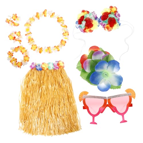 UKCOCO Hawaiian Party Deko Teilig mit Strohröcken Blumen Haarclip und Sonnenbrille Sommer Luau Beach Party Ornament Leicht Tragbar für Geburtstags und Strandfeiern UKCOCO Hawaiian Party Deko Teilig mit Strohröcken Blumen Haarclip und Sonnenbrille Sommer Luau Beach Party Ornament Leicht Tragbar für Geburtstags und Strandfeiern von UKCOCO
