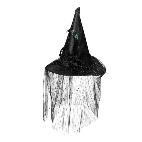 UKCOCO Hexenhut für Halloween Stilvoller Kostüm Hut mit Schleier für Maskerade und Cosplay für Halloween Partys Fotorequisiten und Bühnenauftritte Leicht und Hochwertigem von UKCOCO