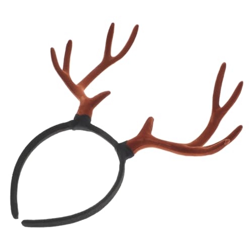 UKCOCO Hirschgeweih Stirnband Verstellbar Flockstoff Realistische Rentiergeweihe für Weihnachten und Halloween Kostümzubehör für Erwachsene und Hirschohren Haarband von UKCOCO
