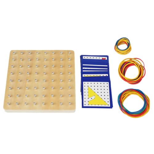 UKCOCO Holz Geoboard Geometrisches Puzzle Brett Mathematisches Lernspielzeug Für Frühes Lernen Und Vorschulkinder Mit Gummibändern Und Nägeln Für Kreative Formen von UKCOCO