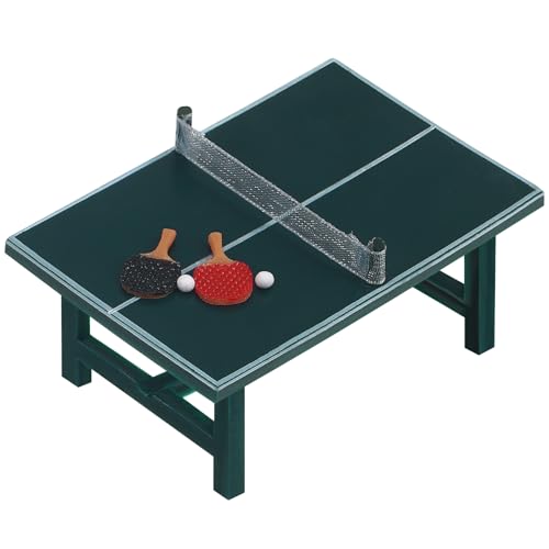 UKCOCO Holz Puppenhaus Tischtennis: Mini Tischtennisplatte Set, Puppenhaus Deko, Miniatur Tischtennis Tisch, Resin, Bunt, 7x5x3cm von UKCOCO
