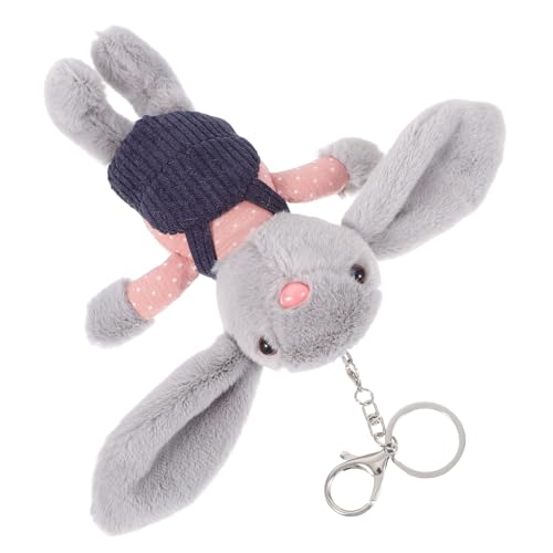 UKCOCO Kawaii Plüsch-hase Schlüsselanhänger Für Mädchen Flauschiges Spielzeug Mit Overall-Design Tasche Dekoration Und Für Kleinkinder von UKCOCO