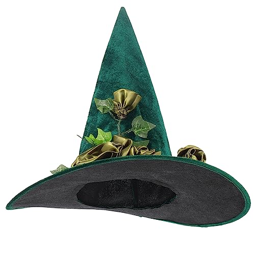 UKCOCO Leichter Hexenhut mit Ranken und Blumen Halloween Party Cosplay Hut Grün Waschbar Einstellbare für Damen und Herren Dekoratives Halloween Kostümzubehör von UKCOCO