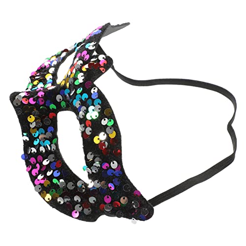 UKCOCO Masquerade Halbgesichtsmaske Damen Elegant Spitz mit Pailletten für Halloween Karneval Party Bühnenauftritt von UKCOCO