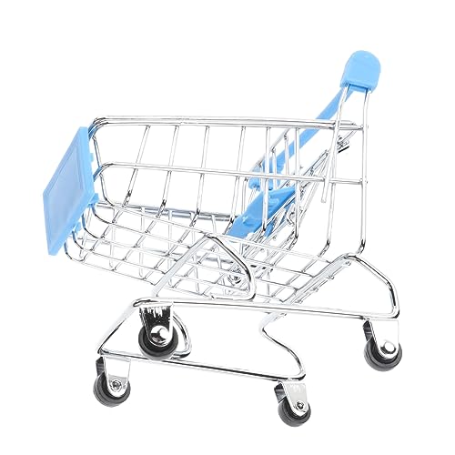 UKCOCO Mini Einkaufswagen aus Robustem Metall Kreativer Schreibtischorganisator Himmelblau für Rollenspiele und Dekoration und Sammler Mini Einkaufswagen von UKCOCO