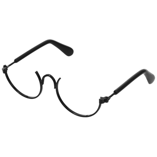 UKCOCO Mini Puppenbrille Metallrahmen Halbrand Schwarze Gläserrahmen Für Stoffpuppen Kostüm Zubehör Realistisches Doll Eyeglasses Dress Up Accessoire von UKCOCO