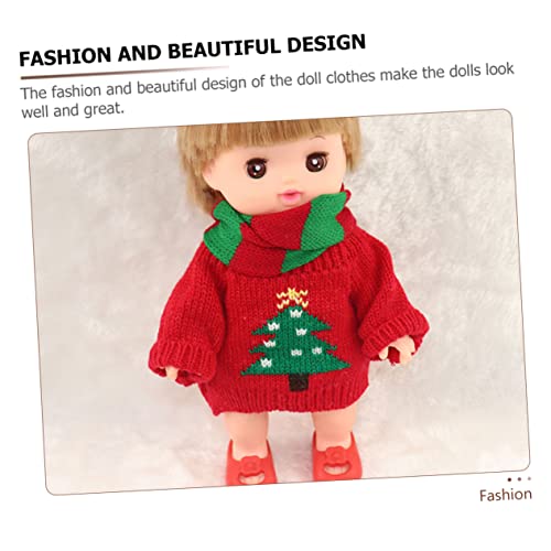 UKCOCO Mini Puppenhaus Pullover und Schal Weicher Verschleißfester Strick für Kinderpuppen Geeignet für Herbst und Winter Fördert Kreatives Spiel und Frühe Erziehung von UKCOCO