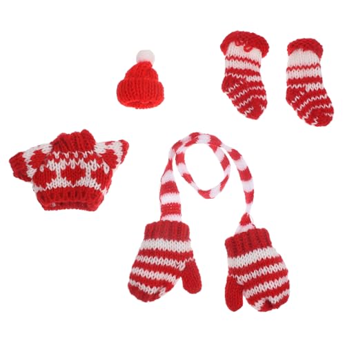 UKCOCO Mini Strick Winterkleidung für Puppenhaus mit Mütze Handschuhen Pullover und Socken Weiche Langlebige Stoffe Festliche Dekoration für Mädchen und Kreative Rollenspiele von UKCOCO