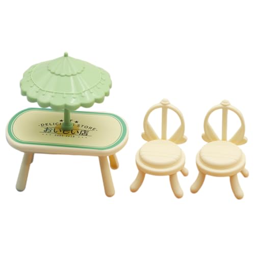 UKCOCO Miniatur Esstisch Stuhl mit Outdoor Sonnenschirm Puppenhaus Möbel Modell in Beige Realistische Miniaturmöbel für Haus Dekoration und UKCOCO Miniatur Esstisch Stuhl mit Outdoor Sonnenschirm Puppenhaus Möbel Modell in Beige Realistische Miniaturmöbel für Haus Dekoration und von UKCOCO