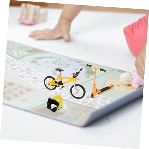 UKCOCO Miniatur Fahrrad Modell Gelb Detailreiches Puppenhaus Zubehör Dekoratives Miniatur Bike Ornament für Puppenhaus Mini Fahrrad Modell Lebensechte Deko von UKCOCO
