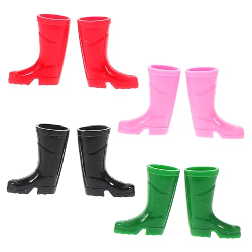UKCOCO Miniatur Regenstiefel aus Kunststoff Teiliges in Schwarz Rot Grün für Puppenhaus Deko Feengarten Zubehör Realistisch Gestaltete Mini Gummistiefel für DIY Miniatur Szenen von UKCOCO
