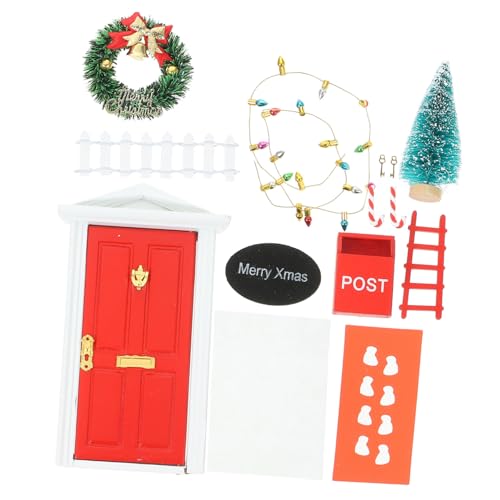 UKCOCO Miniatur Weihnachts Teilig Miniatur Puppenhaus Türkranz Ornament Figurine für Festliche Mini Haus Dekoration von UKCOCO
