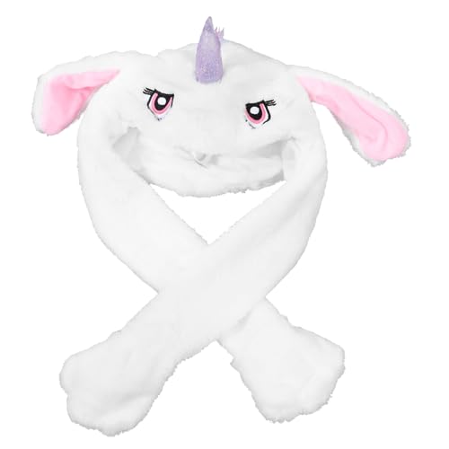 UKCOCO Plüsch Einhorn Hut mit Beweglichen Ohren Lustige Tiermütze für Party Karneval Cosplay Weiche Kopfbekleidung Weiß Einhorn Kopfschmuck von UKCOCO