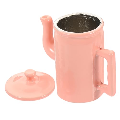 UKCOCO Puppenhaus Deko Miniatur Möbelmodell Küchenzubehör Puppenhaus Mini Kaffeekanne Rosa Detailreich und Realistisch von UKCOCO