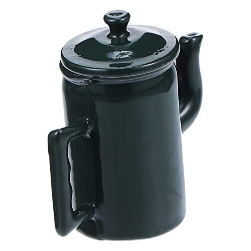 UKCOCO Puppenhaus Zubehör Mini Kaffeekanne Requisit aus Hochwertiger mit Deckel und Griff Dekorativ für Miniatur Küchenszene Robust und Detailgetreu in Dunkelgrün von UKCOCO