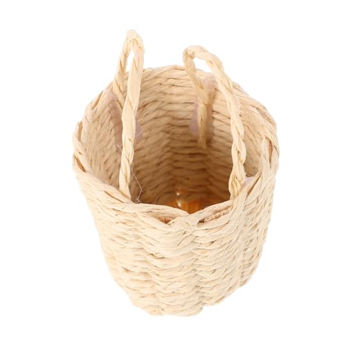 UKCOCO Puppenhaus Zubehör Rattankorb mit Griff Kleiner Picknickkorb für Puppenhaus Authentisches Design Vielseitig Einsetzbar Spielzeugzubehör für Küchenszenen von UKCOCO